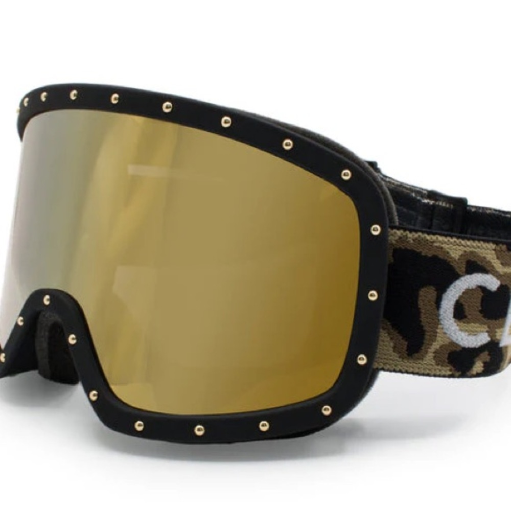 CELINE CL40196U BLACK GOLD STUDDED MIRROR SKI MASK